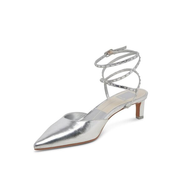 Dolce Vita Loklyn Stud Heel in Silver ankle wrap strap kitten heel metallic - Picture 10 of 10